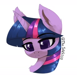 Size: 1959x1968 | Tagged: safe, artist:thesas110, imported from derpibooru, twilight sparkle, pony, chest fluff, ear fluff, female, horn, mare, simple background, solo, white background