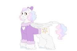 Size: 1280x854 | Tagged: safe, artist:itstechtock, imported from derpibooru, oc, oc only, oc:snow quartz, pony, clothes, female, mare, offspring, parent:princess cadance, parent:shining armor, parents:shiningcadance, simple background, solo, white background