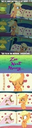 Size: 500x1968 | Tagged: safe, artist:rarityvrymercollectiveoriginals, artist:rarityvrymerzhmusic, editor:rarity vrymer collective, imported from derpibooru, applejack, pig, 28 pranks later, bed, electricity, lamp, pillow, spongebob squarepants, spongebob time card, technology, the grill is gone