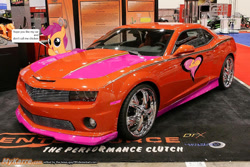 Size: 512x342 | Tagged: safe, imported from derpibooru, scootaloo, pony, car, chevrolet, chevrolet camaro, female, heart, mare, smiling