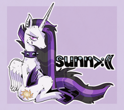 Size: 800x708 | Tagged: safe, artist:goblinspell, imported from derpibooru, princess celestia, alicorn, pony, choker, ear piercing, female, frown, hoof shoes, mare, piercing, punklestia, sitting, solo, spiked choker, sunn o)))