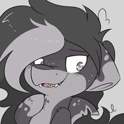 Size: 1280x1280 | Tagged: safe, artist:northwindsmlp, imported from derpibooru, oc, oc only, oc:chocolate milk, original species, pony, shark, shark pony, bust, monochrome, neo noir, partial color, portrait, solo, species swap