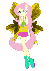 Size: 481x692 | Tagged: safe, artist:selenaede, artist:user15432, imported from derpibooru, fluttershy, fairy, human, equestria girls, base used, clothes, cutie mark, cutie mark on clothes, dress, element of kindness, fairy wings, fairyized, green dress, green shoes, hairpin, high heels, jewelry, necklace, pink dress, ponied up, shoes, simple background, solo, transparent background, wings, yellow dress, yellow wings