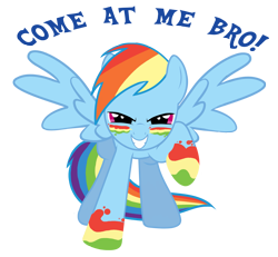 Size: 2255x2087 | Tagged: safe, artist:littletiger488, imported from derpibooru, rainbow dash, pegasus, pony, dragonshy, come at me bro, female, grin, high res, mare, raised hoof, simple background, smiling, solo, spread wings, transparent background, vector, wings