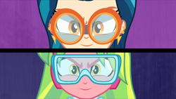 Size: 1920x1080 | Tagged: safe, imported from derpibooru, screencap, indigo zap, lemon zest, acadeca, equestria girls, friendship games, duo, duo female, female, goggles, safety glasses, safety goggles