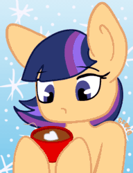 Size: 2248x2932 | Tagged: safe, artist:lolitablue, imported from derpibooru, oc, oc only, oc:twilight twinkle, pony, animated, bust, chocolate, cup, female, food, gif, hot chocolate, mare, mug, offspring, parent:flash sentry, parent:twilight sparkle, parents:flashlight, solo