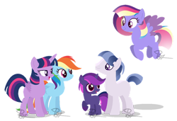 Size: 1024x701 | Tagged: safe, artist:pegasister64, imported from derpibooru, rainbow dash, twilight sparkle, oc, alicorn, family, female, lesbian, magical lesbian spawn, offspring, parent:rainbow dash, parent:twilight sparkle, parents:twidash, shipping, simple background, transparent background, twidash, twilight sparkle (alicorn)