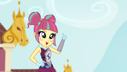 Size: 1920x1080 | Tagged: safe, imported from derpibooru, screencap, sour sweet, equestria girls, friendship games, female, hand on hip, open mouth, open smile, smiling, solo, thumbs up