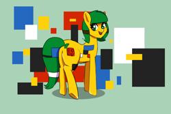 Size: 1200x800 | Tagged: safe, artist:plaguemare, imported from derpibooru, oc, oc only, oc:blocky bits, pony, butt, female, happy, mare, plot, simple background, solo