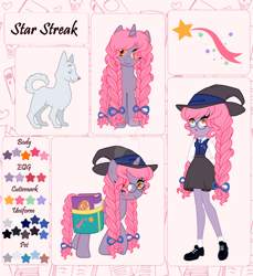 Size: 1600x1747 | Tagged: safe, artist:kryptidkitty, artist:mourningfog, imported from derpibooru, oc, oc only, pony, unicorn, equestria girls, bag, book, braid, glasses, hat, saddle bag, witch hat