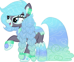 Size: 974x821 | Tagged: safe, artist:kryptidkitty, artist:mourningfog, imported from derpibooru, oc, oc only, pony, aqua equos, braid, simple background, solo, transparent background