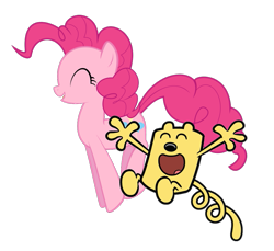 Size: 1047x957 | Tagged: safe, artist:almostfictional, imported from derpibooru, pinkie pie, earth pony, gerbil, pony, crossover, simple background, transparent background, wow wow wubbzy, wow! wow! wubbzy!, wubbzy