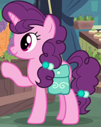 Size: 343x430 | Tagged: safe, imported from derpibooru, screencap, sugar belle, pony, unicorn, the big mac question, bag, cropped, female, mare, raised hoof, saddle bag, solo