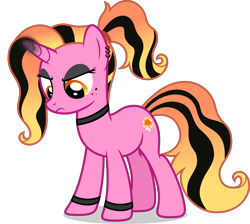 Size: 6505x5838 | Tagged: safe, artist:luckreza8, edit, imported from derpibooru, vector edit, luster dawn, pony, unicorn, the last problem, absurd resolution, emo, female, frown, looking down, mare, punk dawn, simple background, solo, transparent background, vector