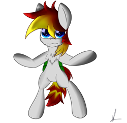 Size: 2300x2222 | Tagged: safe, artist:almaustral, imported from derpibooru, oc, oc only, earth pony, pony, bipedal, chest fluff, earth pony oc, eb, featureless crotch, signature, solo