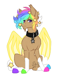 Size: 808x1077 | Tagged: safe, artist:silentwolf-oficial, imported from derpibooru, oc, oc only, bat pony, pony, bat pony oc, bat wings, collar, ethereal mane, hoof polish, male, multicolored hair, rainbow hair, signature, simple background, solo, stallion, starry mane, transparent background, wings