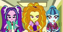 Size: 831x429 | Tagged: safe, imported from derpibooru, adagio dazzle, aria blaze, sonata dusk, equestria girls, rainbow rocks, king ghidorah, the dazzlings