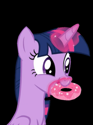 Size: 583x781 | Tagged: safe, artist:twilyisbestpone, derpibooru exclusive, edit, edited screencap, imported from derpibooru, screencap, twilight sparkle, alicorn, pony, the ending of the end, adorkable, background removed, black background, cute, donut, dork, eating, female, food, glowing horn, horn, levitation, magic, mare, nom, simple background, sitting, solo, telekinesis, twiabetes, twilight sparkle (alicorn), vector