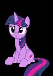 Size: 503x719 | Tagged: safe, artist:twilyisbestpone, derpibooru exclusive, edit, edited screencap, imported from derpibooru, screencap, twilight sparkle, alicorn, pony, starlight the hypnotist, spoiler:interseason shorts, adorkable, background removed, black background, cute, dork, female, mare, simple background, sitting, smiling, solo, twiabetes, twilight sparkle (alicorn), vector