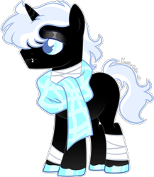 Size: 2512x2888 | Tagged: safe, artist:kurosawakuro, imported from derpibooru, oc, oc only, pony, unicorn, base used, clothes, magical gay spawn, male, offspring, parent:double diamond, parent:king sombra, scarf, simple background, solo, stallion, transparent background