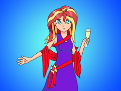 Size: 1920x1440 | Tagged: safe, artist:cobra0281, artist:divifilly, imported from derpibooru, sunset shimmer, human, equestria girls, clothes, dress, female, human coloration, looking at you, simple background, solo