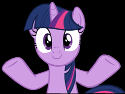 Size: 789x590 | Tagged: safe, artist:twilyisbestpone, derpibooru exclusive, edit, edited screencap, imported from derpibooru, screencap, twilight sparkle, alicorn, pony, the saddle row review, adorkable, background removed, black background, cute, dork, female, looking at you, mare, shrug, simple background, smiling, solo, twiabetes, twilight sparkle (alicorn), vector