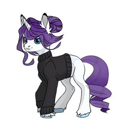 Size: 1024x1024 | Tagged: safe, imported from derpibooru, rarity, pony, unicorn, pony creator, alternate hairstyle, blank flank, clothes, coat markings, colored hooves, dressup game, eyeshadow, makeup, missing cutie mark, simple background, solo, sweater, transparent background