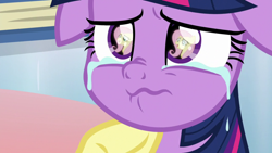 Size: 1920x1080 | Tagged: safe, imported from derpibooru, screencap, fluttershy, twilight sparkle, alicorn, pegasus, pony, the ending of the end, crying, eye reflection, floppy ears, reflection, tears of fear, teary eyes, twilight sparkle (alicorn), wavy mouth