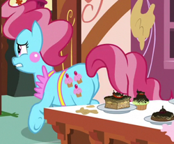 Size: 411x338 | Tagged: safe, imported from derpibooru, screencap, cup cake, earth pony, pony, the big mac question, butt, cropped, cup butt, female, mare, plot, solo