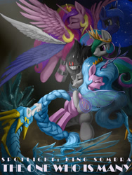 Size: 1080x1440 | Tagged: safe, artist:tinybenz, artist:小小奔驰, idw, imported from derpibooru, king sombra, princess cadance, princess celestia, princess luna, radiant hope, alicorn, pony, unicorn, fanfic, fanfic art, fanfic cover, female, male, mare, stallion