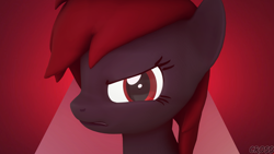 Size: 3840x2160 | Tagged: safe, artist:cross76, imported from derpibooru, oc, oc only, oc:dicemare, anthro, pegasus, pony, 3d, angry, background, beautiful, cute, ears, eye lashes, female, gray, light, lighting, looking at you, mare, mean, monochrome, photo, pretty, profile picture, red, red background, red eyes, red hair, simple background, solo, solo mare, source filmmaker, upset