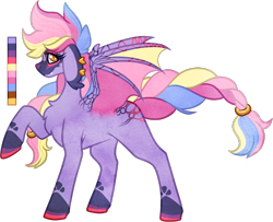 Size: 950x770 | Tagged: safe, artist:velnyx, imported from derpibooru, oc, oc only, oc:rainbow rave, bat pony, pony, female, mare, reference, reference sheet, simple background, solo, transparent background