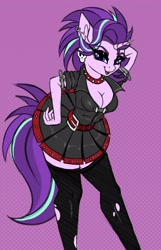 Size: 2010x3120 | Tagged: safe, artist:lightly-san, imported from derpibooru, starlight glimmer, anthro, unicorn, alternate hairstyle, breasts, busty starlight glimmer, clothes, edgelight glimmer, gameloft interpretation, looking at you, sexy, skirt, solo, stupid sexy starlight glimmer