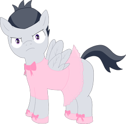 Size: 1943x1922 | Tagged: safe, artist:poniidesu, imported from derpibooru, rumble, pegasus, pony, /mlp/, ballerina, clothes, colt, crossdressing, drawthread, dress, frown, male, request, shoes, simple background, solo, transparent background, tutu