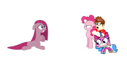 Size: 1585x730 | Tagged: safe, artist:kuren247, imported from derpibooru, pinkie pie, oc, oc:anon, goanimate, grounded, pinkamena diane pie, roblox, simple background, transparent background, unikitty