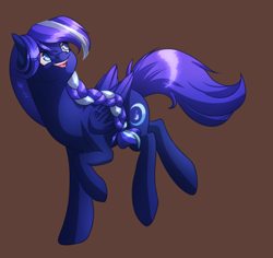 Size: 400x378 | Tagged: artist needed, source needed, safe, imported from derpibooru, oc, oc only, oc:moonshine dusk, pegasus, pony, braid, female, looking up, mare, solo, wings