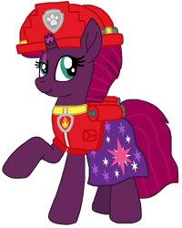 Size: 826x1030 | Tagged: safe, artist:徐詩珮, imported from derpibooru, fizzlepop berrytwist, tempest shadow, pony, series:sprglitemplight diary, series:sprglitemplight life jacket days, series:springshadowdrops diary, series:springshadowdrops life jacket days, alternate universe, clothes, female, i can't believe it's not ejlightning007arts, marshall (paw patrol), paw patrol, simple background, solo, transparent background