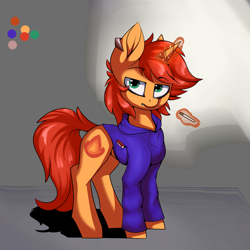 Size: 2781x2781 | Tagged: safe, artist:arume_lux, artist:luxsimx, imported from derpibooru, oc, oc only, oc:flaming arrow, pony, unicorn, cigarette, clothes, ear piercing, earring, jewelry, piercing, solo, sweater