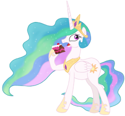 Size: 1572x1456 | Tagged: safe, artist:soobel, imported from derpibooru, princess celestia, alicorn, pony, cake, cakelestia, fat, fat edit, food, simple background, solo, thick, transparent background