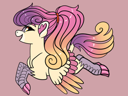 Size: 2800x2100 | Tagged: safe, artist:loryska, imported from derpibooru, oc, oc only, hybrid, pony, female, magical lesbian spawn, offspring, parent:autumn blaze, parent:princess cadance, simple background, solo