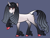 Size: 2800x2100 | Tagged: safe, artist:loryska, imported from derpibooru, oc, oc only, pony, unicorn, blue background, cloven hooves, female, mare, offspring, parent:king sombra, parent:princess cadance, parents:somdance, raised hoof, simple background, solo, unshorn fetlocks