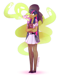 Size: 806x1080 | Tagged: safe, artist:hostile-elf, imported from derpibooru, spike, twilight sparkle, ghost, human, undead, book, clothes, dark skin, hat, humanized, simple background, skirt, solo, species swap, transparent background, wiccan, witch, witch hat