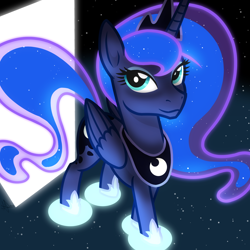 Size: 2048x2048 | Tagged: safe, artist:whitequartztheartist, imported from derpibooru, princess luna, alicorn, pony, dream walker luna, night, night sky, perspective, sky, solo