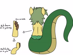 Size: 4000x3000 | Tagged: safe, artist:shappy the lamia, imported from derpibooru, oc, oc only, oc:shappy, hybrid, lamia, original species, back, cute, hips, hooves, long tail, scales, short mane, solo, thorn, thorns, yellow