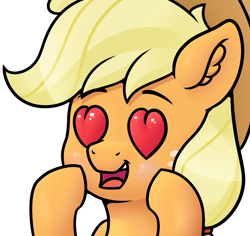 Size: 1178x1114 | Tagged: safe, artist:yelowcrom, imported from derpibooru, applejack, pony, ear fluff, female, heart eyes, mare, simple background, white background, wingding eyes