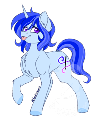 Size: 1080x1265 | Tagged: safe, artist:silentwolf-oficial, imported from derpibooru, oc, oc only, oc:silent wolf, pony, unicorn, :p, chest fluff, eyelashes, horn, raised hoof, signature, simple background, smiling, solo, tongue out, transparent background, unicorn oc, watermark