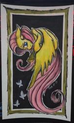 Size: 1991x3276 | Tagged: safe, artist:alom-b93, imported from derpibooru, fluttershy, pegasus, pony, fanfic art, female, mare, signature, solo, traditional art