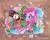 Size: 3200x2544 | Tagged: dead source, safe, artist:valeriamagicart, imported from derpibooru, pinkie pie, earth pony, pony, blushing, chest fluff, crossover, cupcake, cute, daaaaaaaaaaaw, diapinkes, duo, female, food, hat, male, mare, marker drawing, rainbow, stars, sweet dreams fuel, traditional art, wander (wander over yonder), wander over yonder