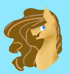 Size: 1381x1465 | Tagged: safe, artist:toptian, imported from derpibooru, oc, oc only, earth pony, pony, blue background, bust, earth pony oc, open mouth, simple background, solo