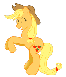 Size: 1235x1437 | Tagged: safe, artist:almaustral, imported from derpibooru, applejack, earth pony, pony, eyes closed, female, hat, mare, rearing, simple background, smiling, solo, transparent background